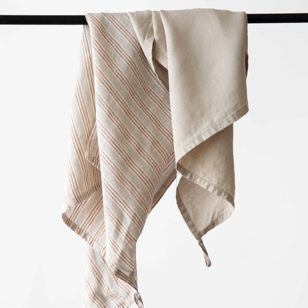 Keittiöpyyhe pellavaa 50x70 cm, hazelnut stripe