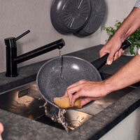 Terreno Plus sauterpande med glaslåg 28 cm, aluminium