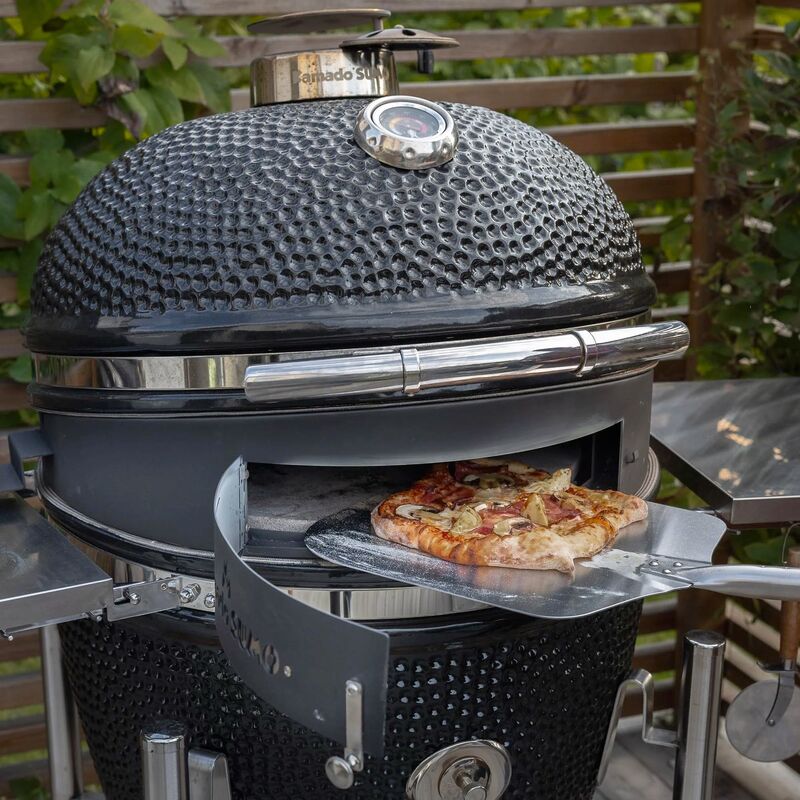 kolgrill, svart + grillmästarens rotisseri och pizzaugn