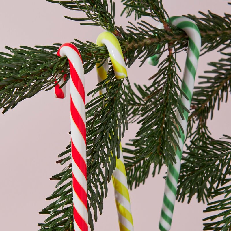 Polka glasdekoration, 17 cm, hvid/grøn