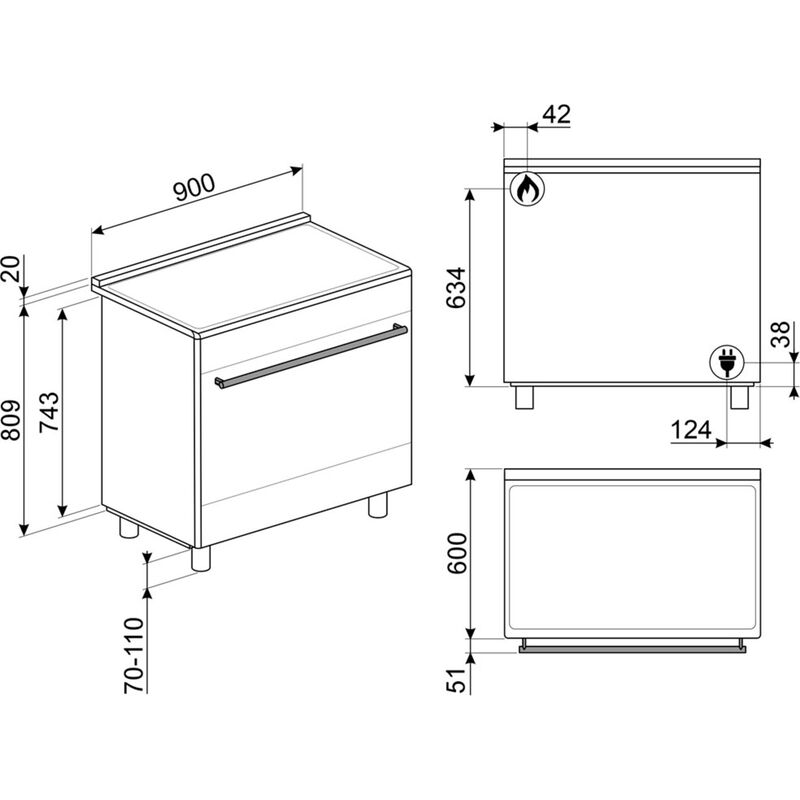 C92GMX2 Kaasuliesi 2 uunilla Classic Ruostumaton 90 cm