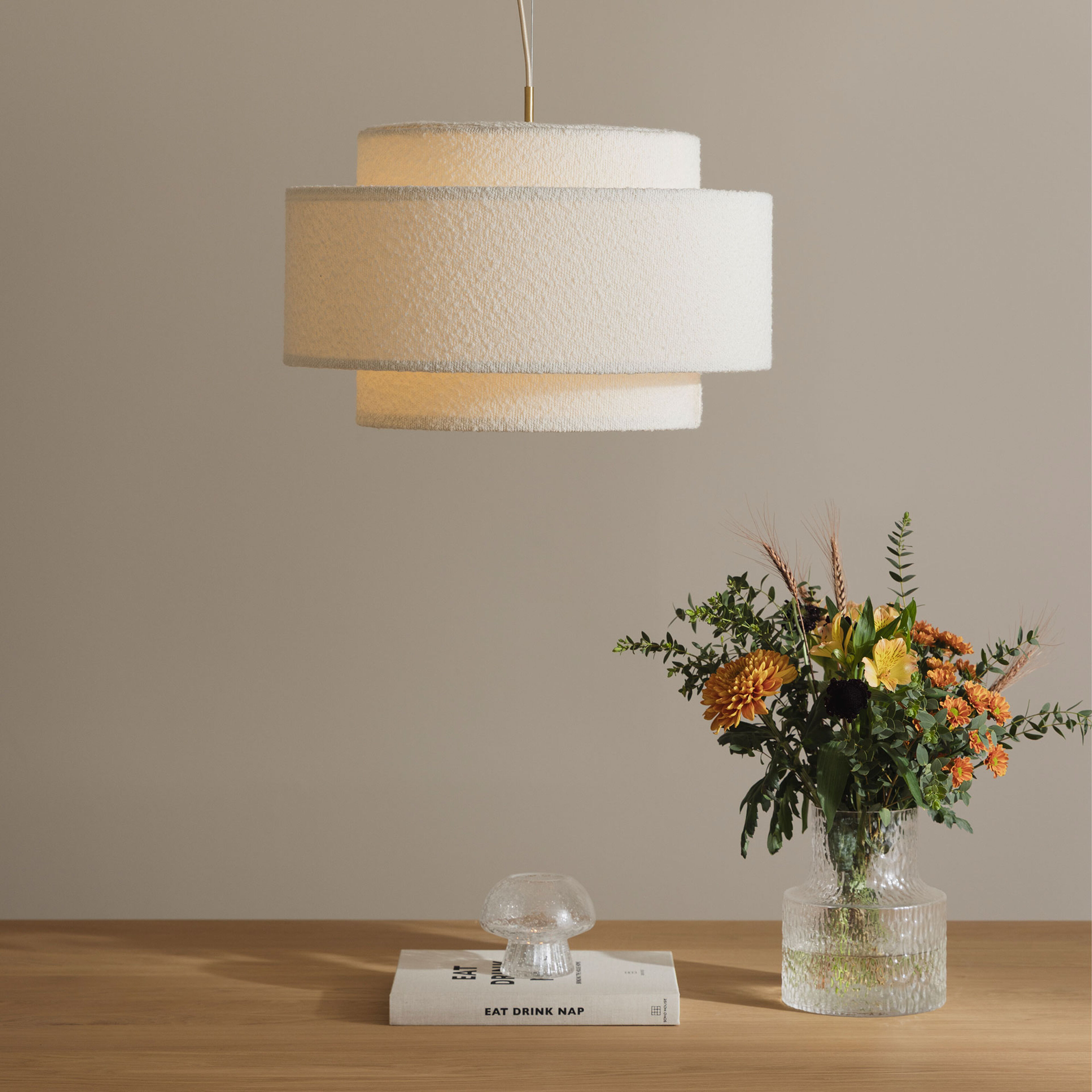 Globen Lighting Noah Bouclé pendellampe 50 cm, hvid