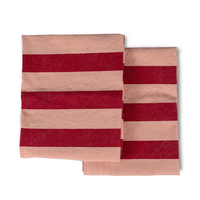 kökshandduk 2-pack, röd/rosa