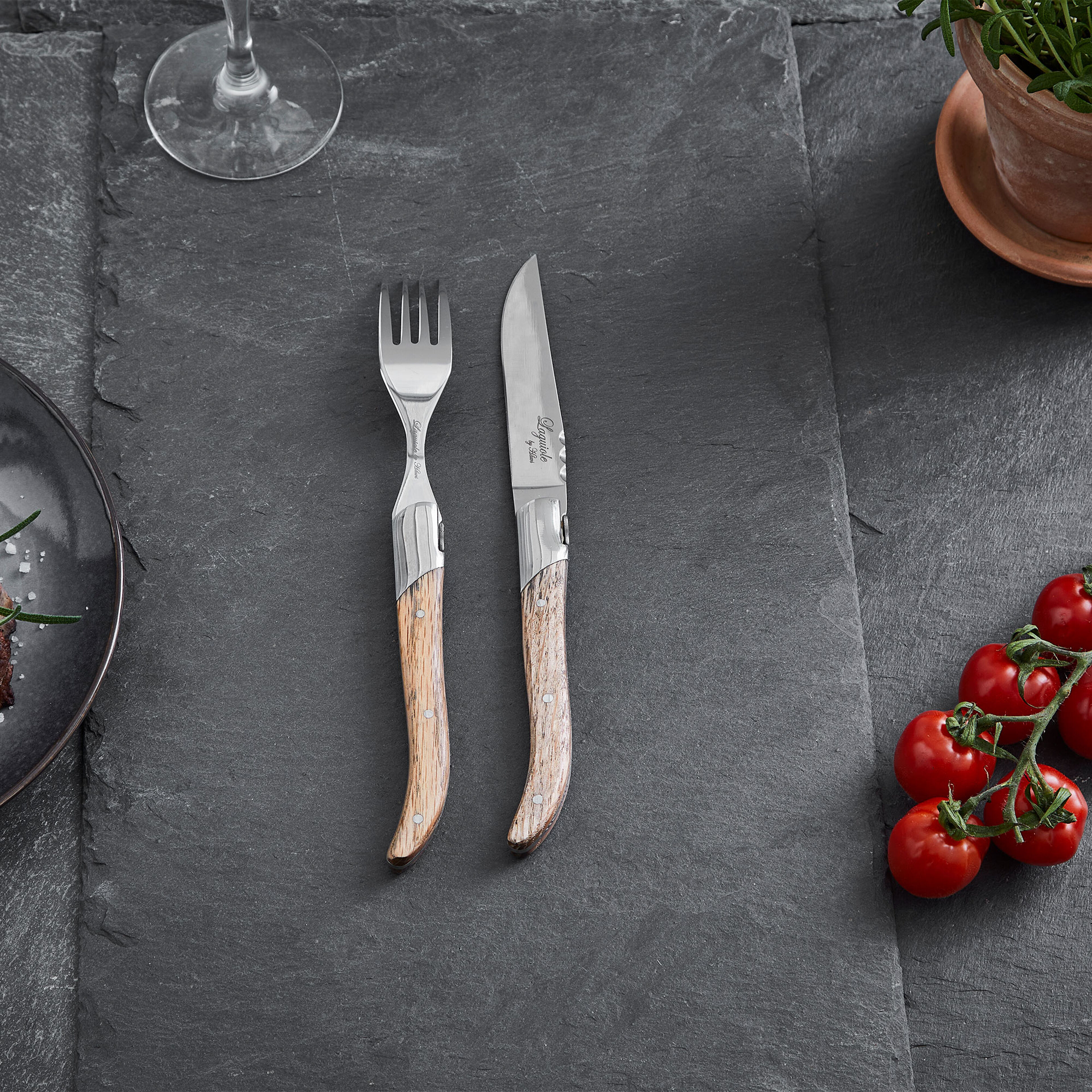 Steakknivsæt i gaveæske 6 dele, eg