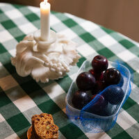 Elsa dug 145×145 cm, grøn/beige