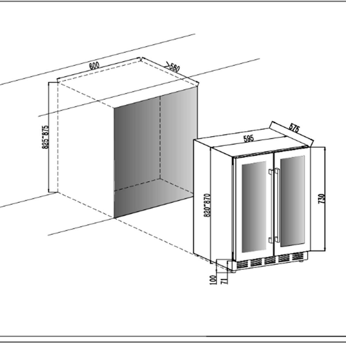 Arctic Collection 60 Duo innbyggbart vin- og ølkjøleskap, svart