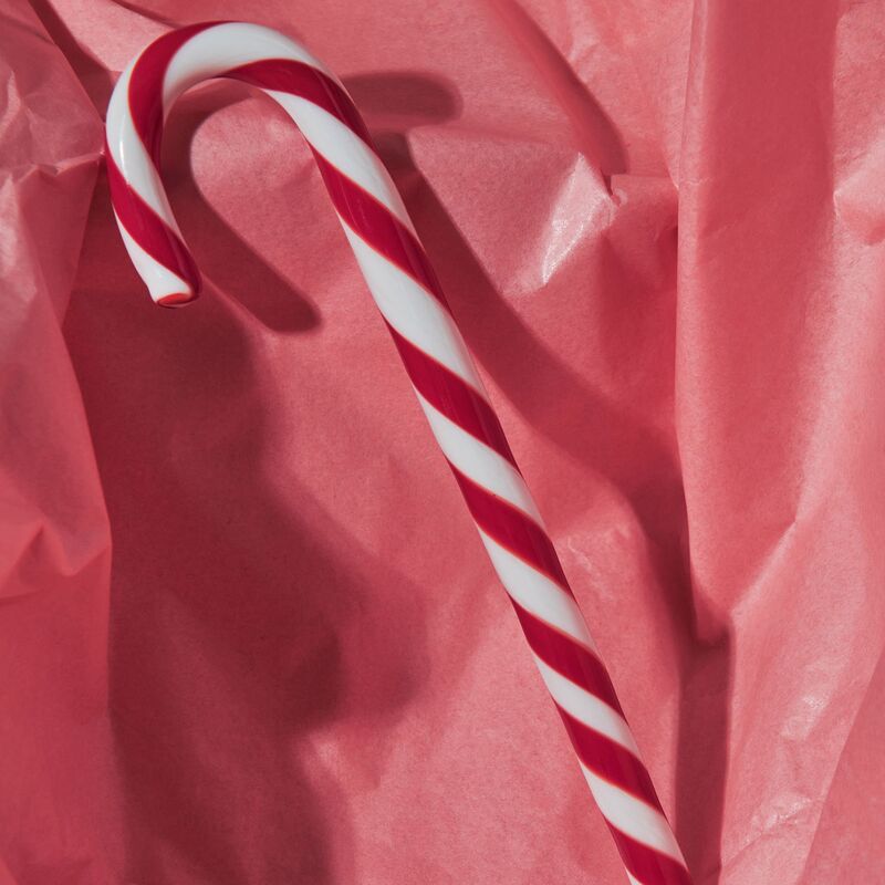 Polka glasdekoration, 17 cm, hvid/rød