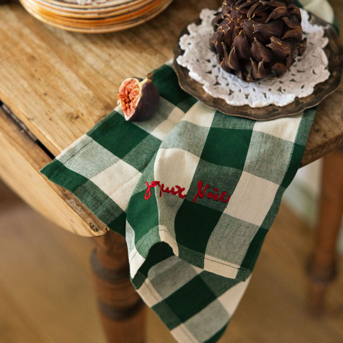 Elsa jouluiset lautasliinat 4 kpl 40×40 cm, vihreä/beige