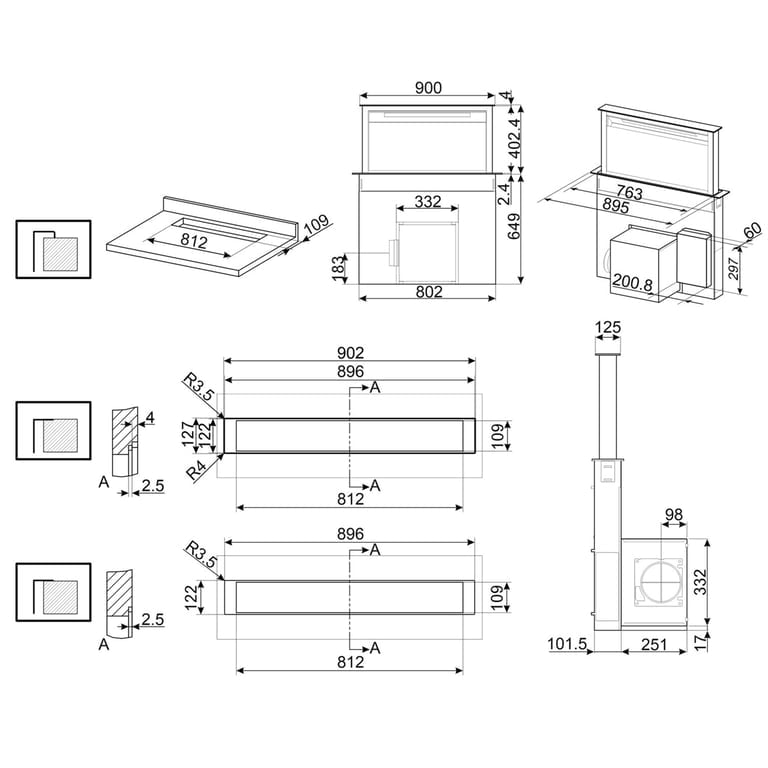KDD90CNE2 benkeventilator 90 cm, rustfritt stål