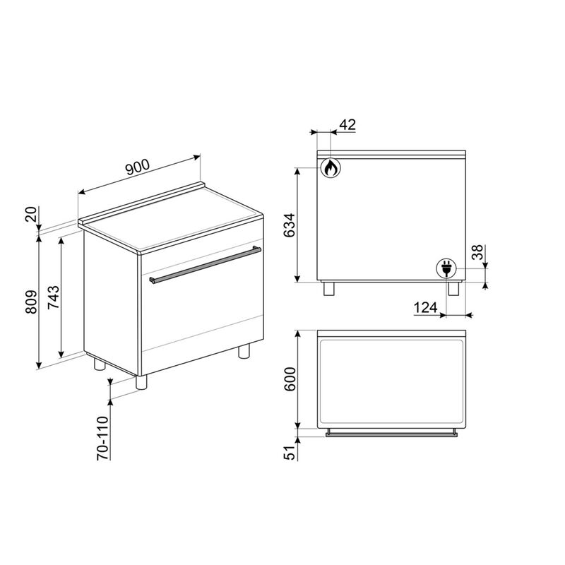 C9GMX2 Classic Gaskomfur 90 cm, rustfrit stål