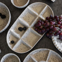 Ditte serveringsfat large, grå/svart