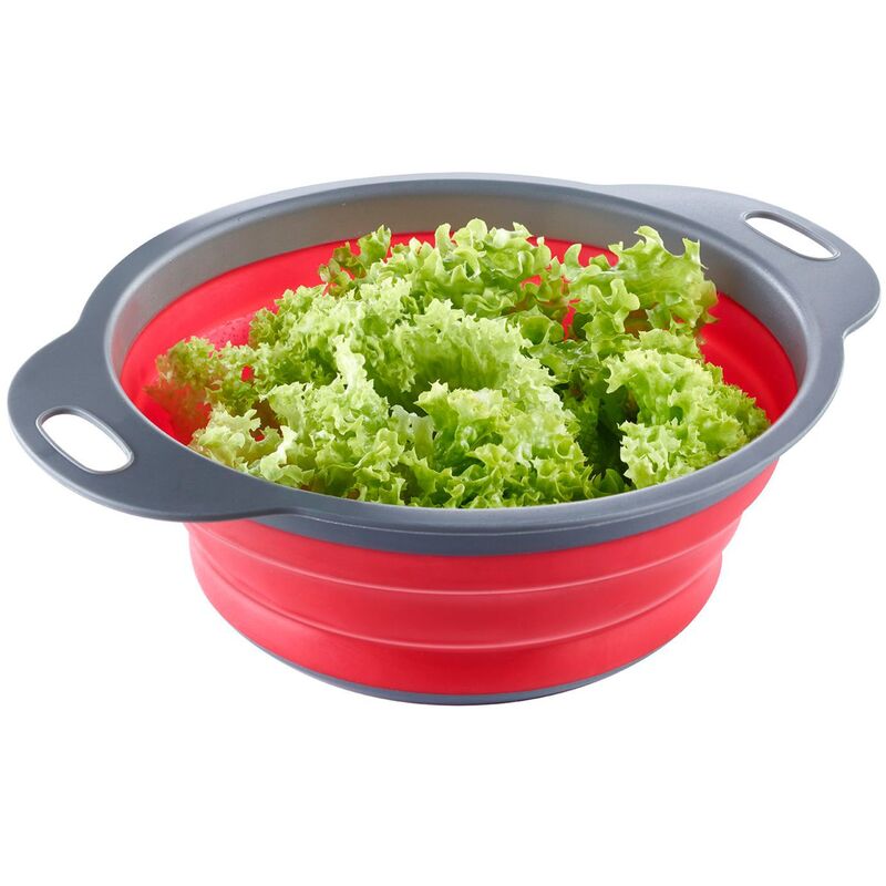 Kokoontaitettava siivilä, 24,7 x 19,8 cm, punainen/harmaa