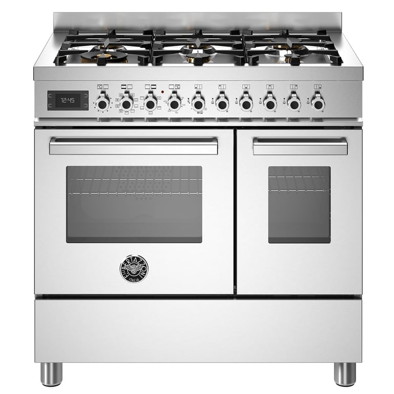 PRO96L2EXT Professional gaskomfur med dobbeltovn, 90 cm, rustfrit stål