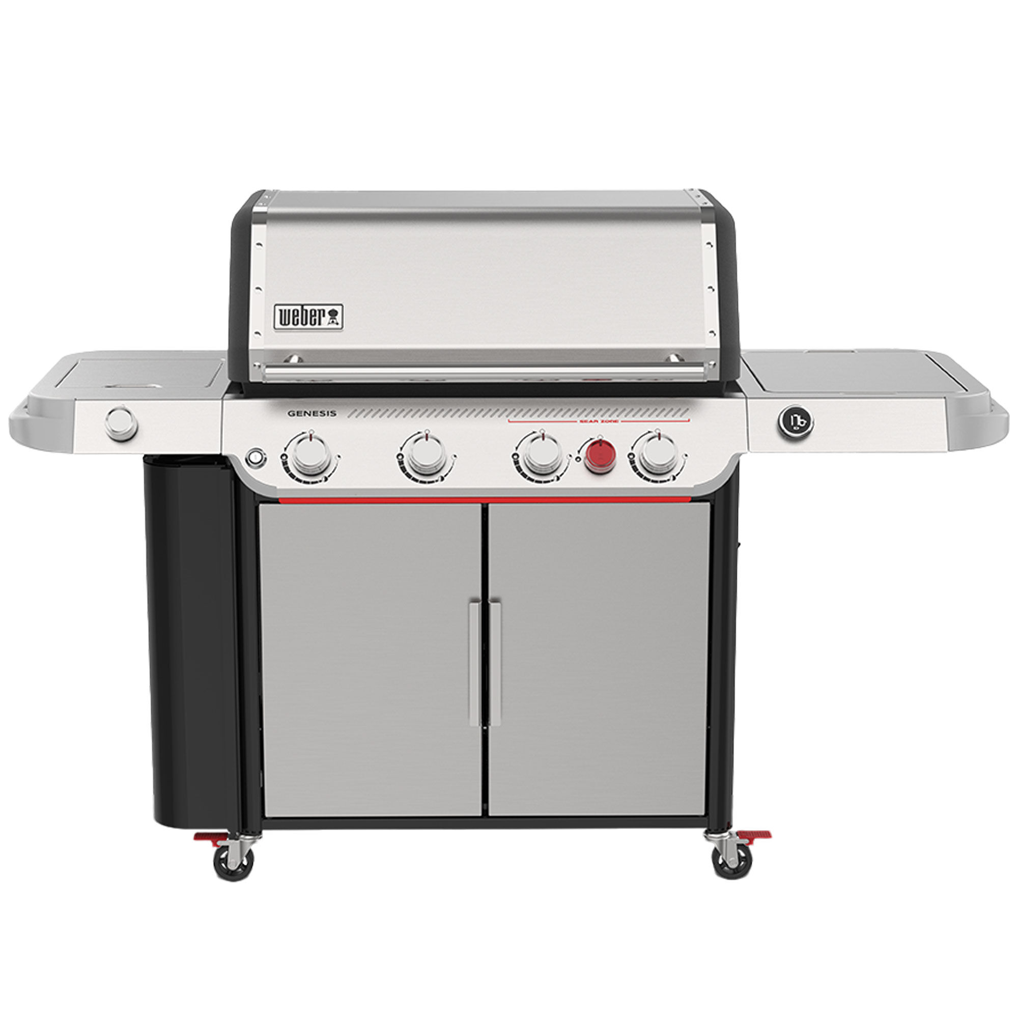 Weber Genesis SP-435W gasgrill i sort med fire brændere, Sear Zone og NIGHTVISION LED-belysning i håndtaget