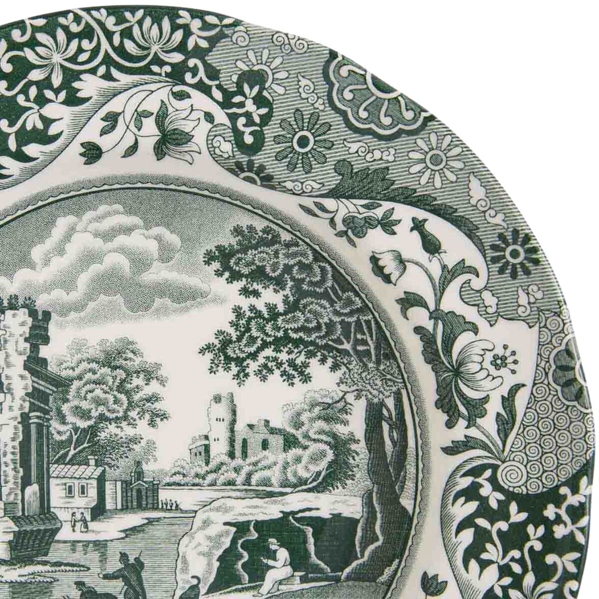 Heritage Green Italian dyb tallerken 23 cm, grøn/hvid