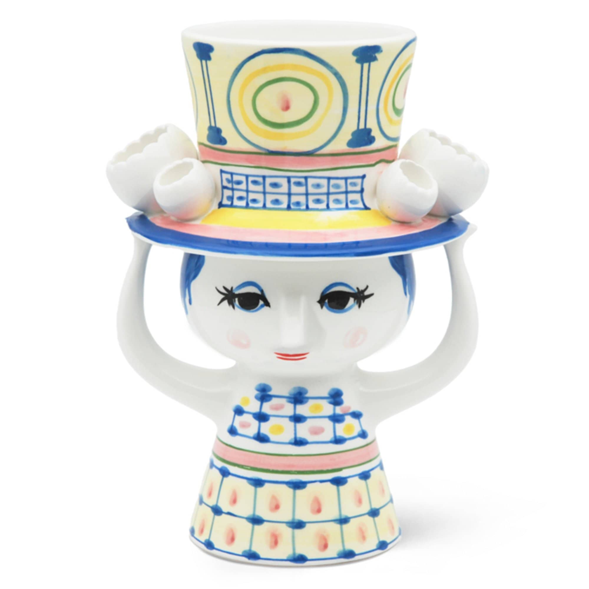 Lady with hat vase 20,5 cm, blå