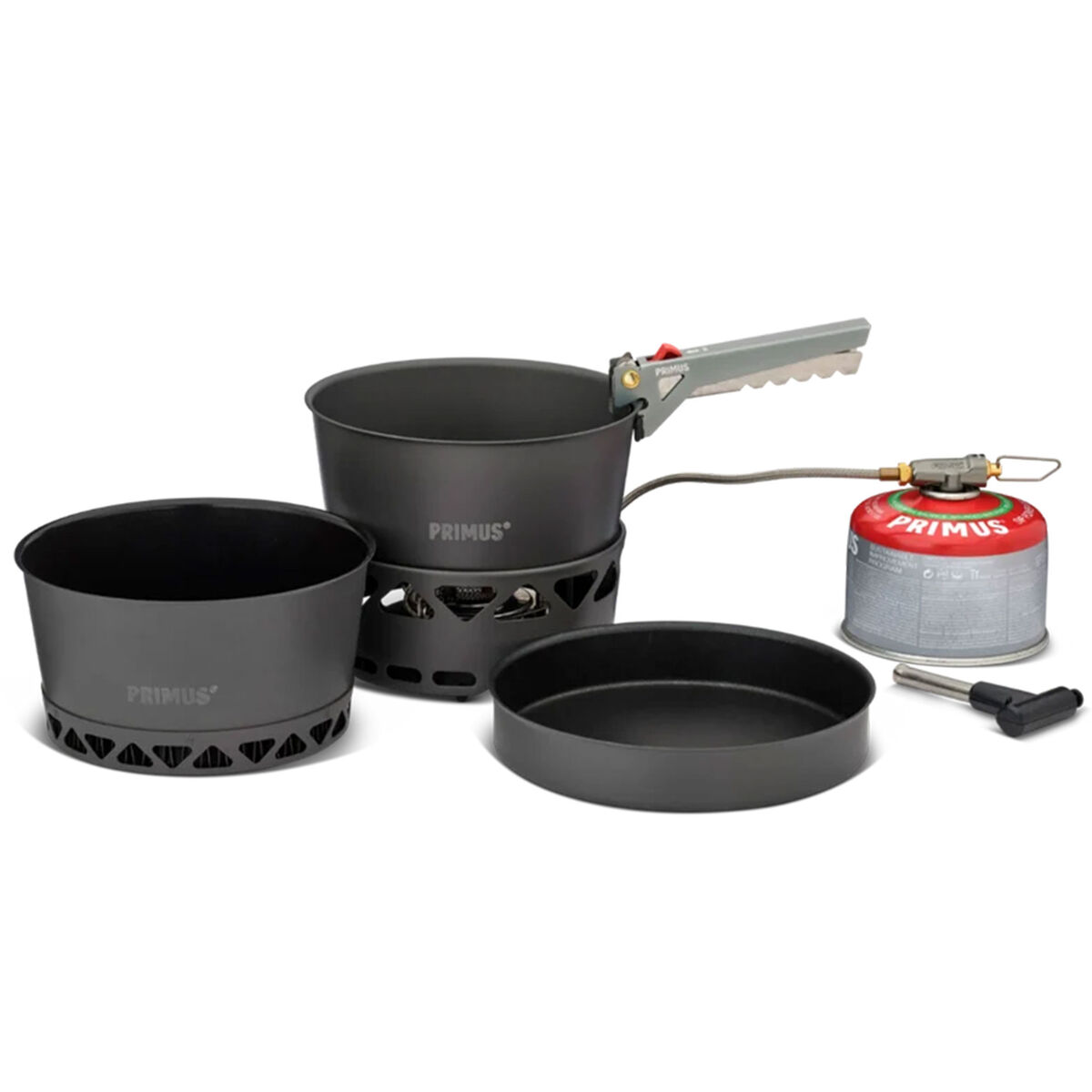 PrimeTech Stove Set II -kaasukeitin 2 × 1,3 litraa, harmaa