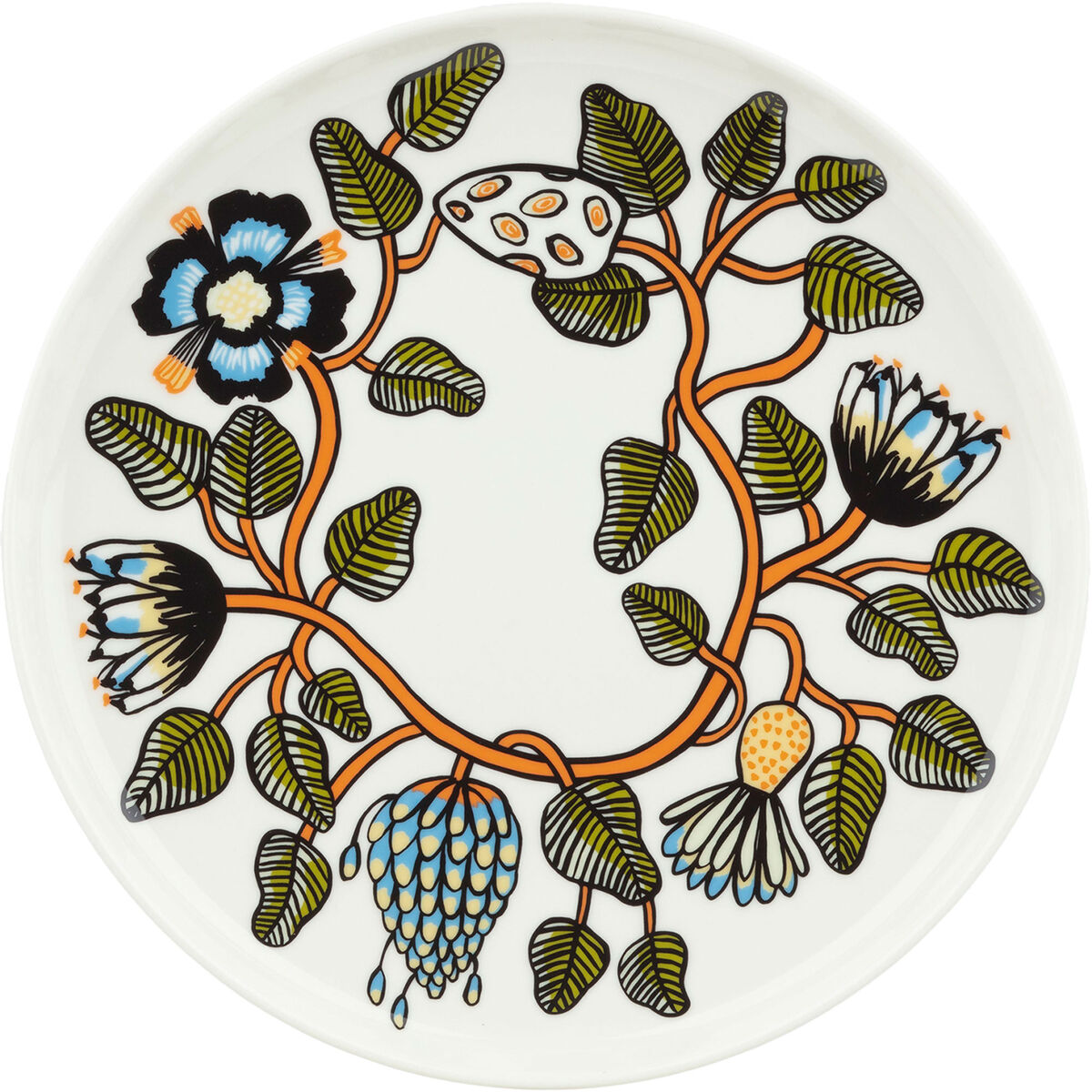 Marimekko Tiara Tallerken Ø25 cm, hvid/grøn/orange