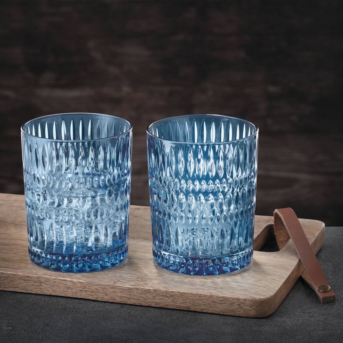 Ethno tumblerglas 30,4 cl, vintage blue, 2 stk.