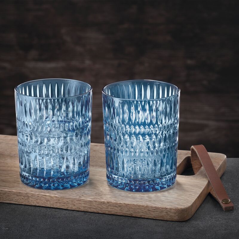 Ethno tumblerglass 30,4 cl, vintage blue, 2 stk