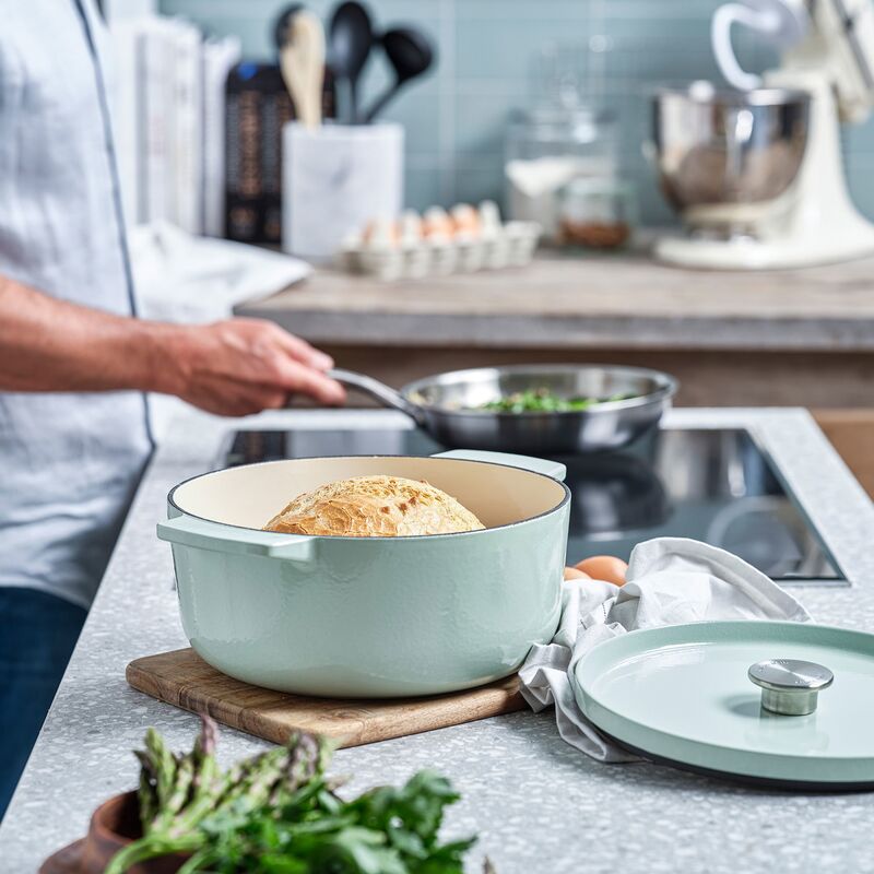 Støbejernsgryde 22 cm/3,3 liter, pistachio