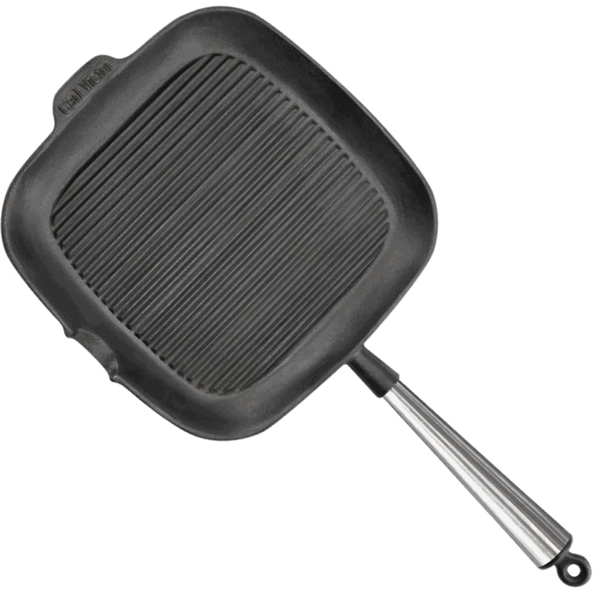Fyrkantig gjutjärnsgrillpanna 28 cm med höga kanter, stålhandtag