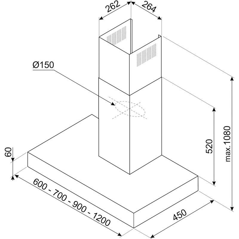 KBT700XE Seinälle asennettava liesituuletin