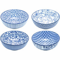 Akio skål 14 cm 4-pack, blå/vit