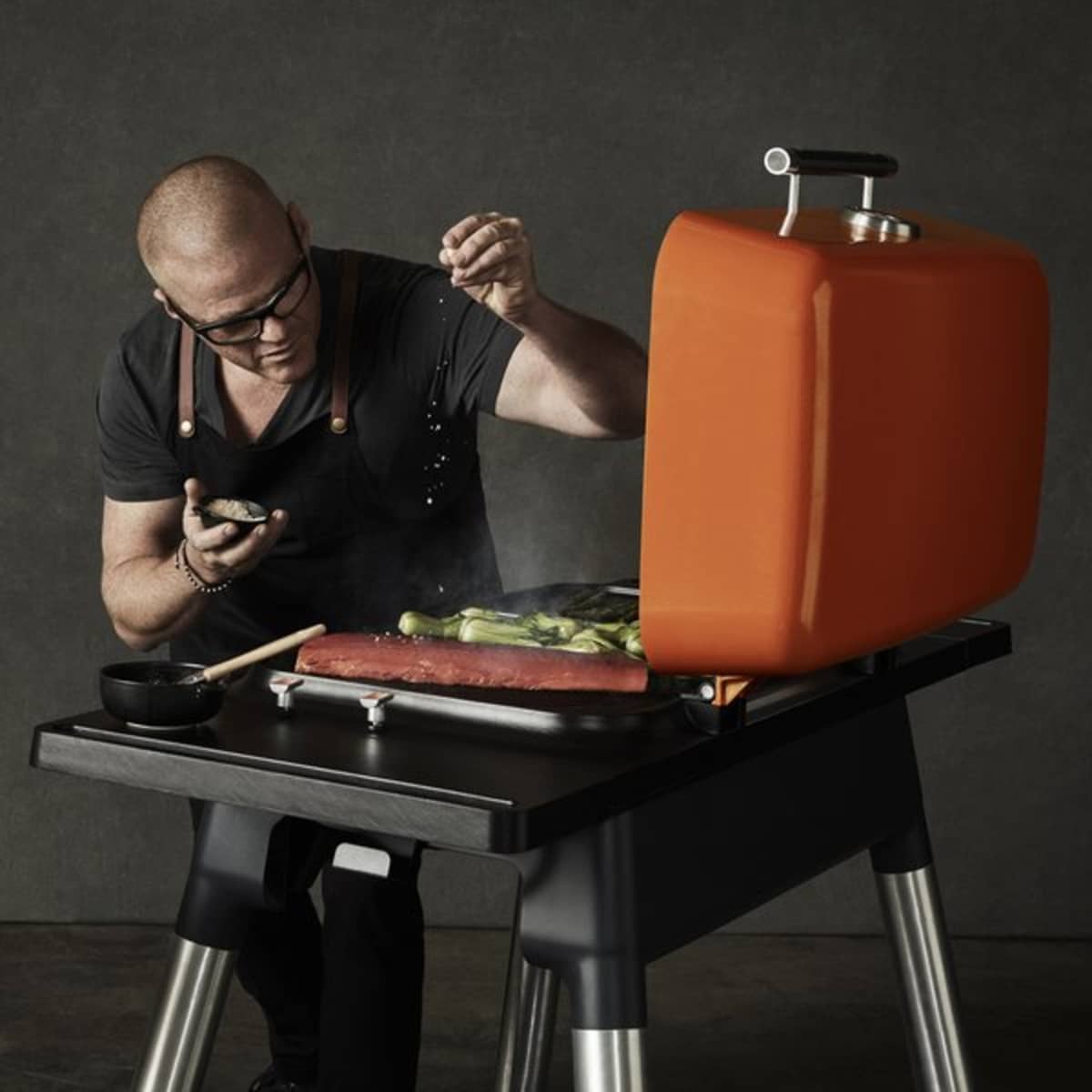 Force gasolgrill + rotisserie matt orange