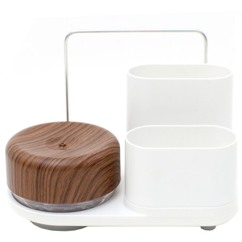 Oppvaskmaskinpumpe og oppbevaringsstativ, hvit/tre