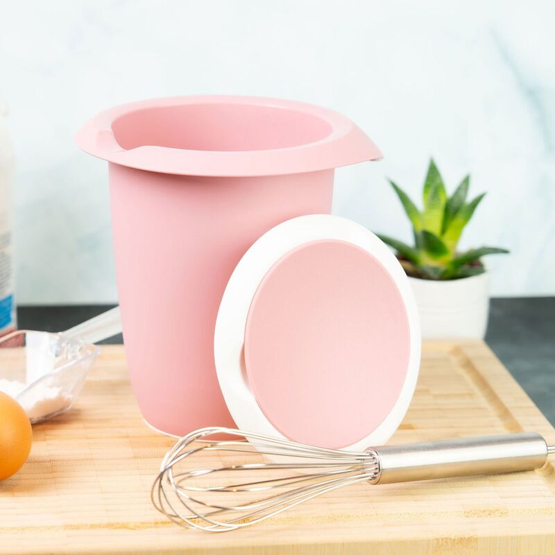 Blandskål 1 liter, rosa/vit