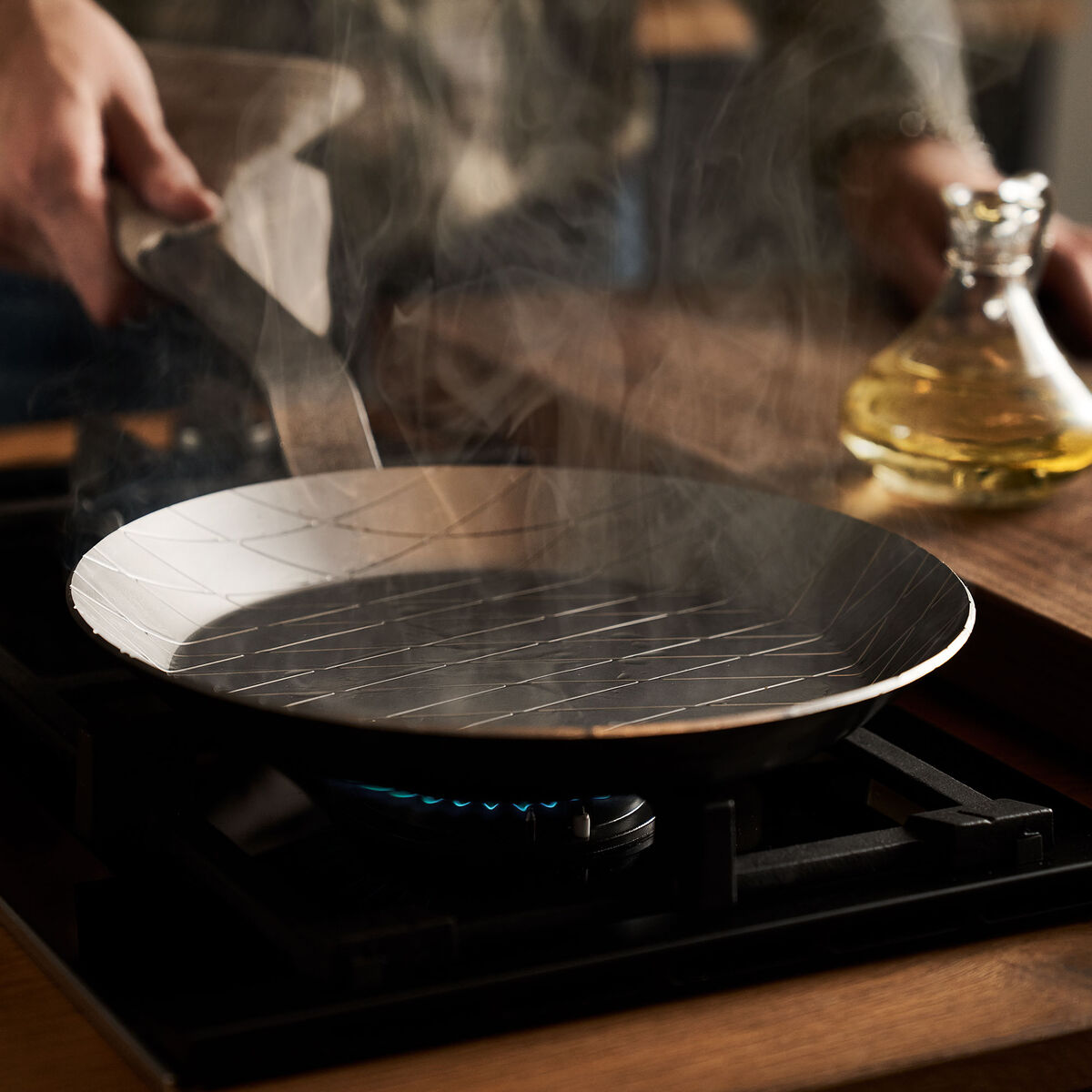 Forge stekepanne/grillpanne 28 cm, karbonstål