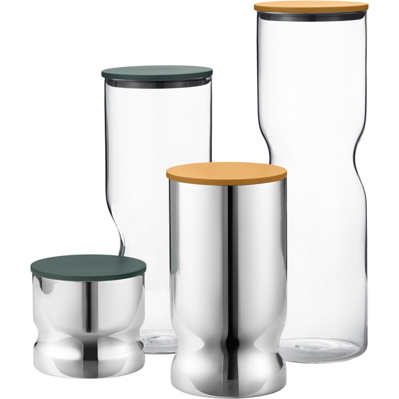 Alfredo opbevaringsboks med låg 1 liter, rustfrit stål/gul