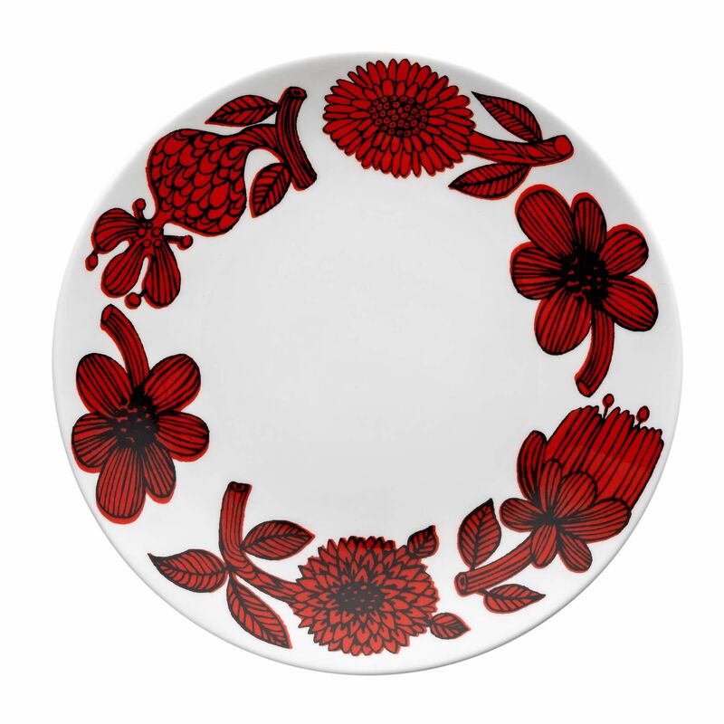 Rød Aster tallerken, 18 cm