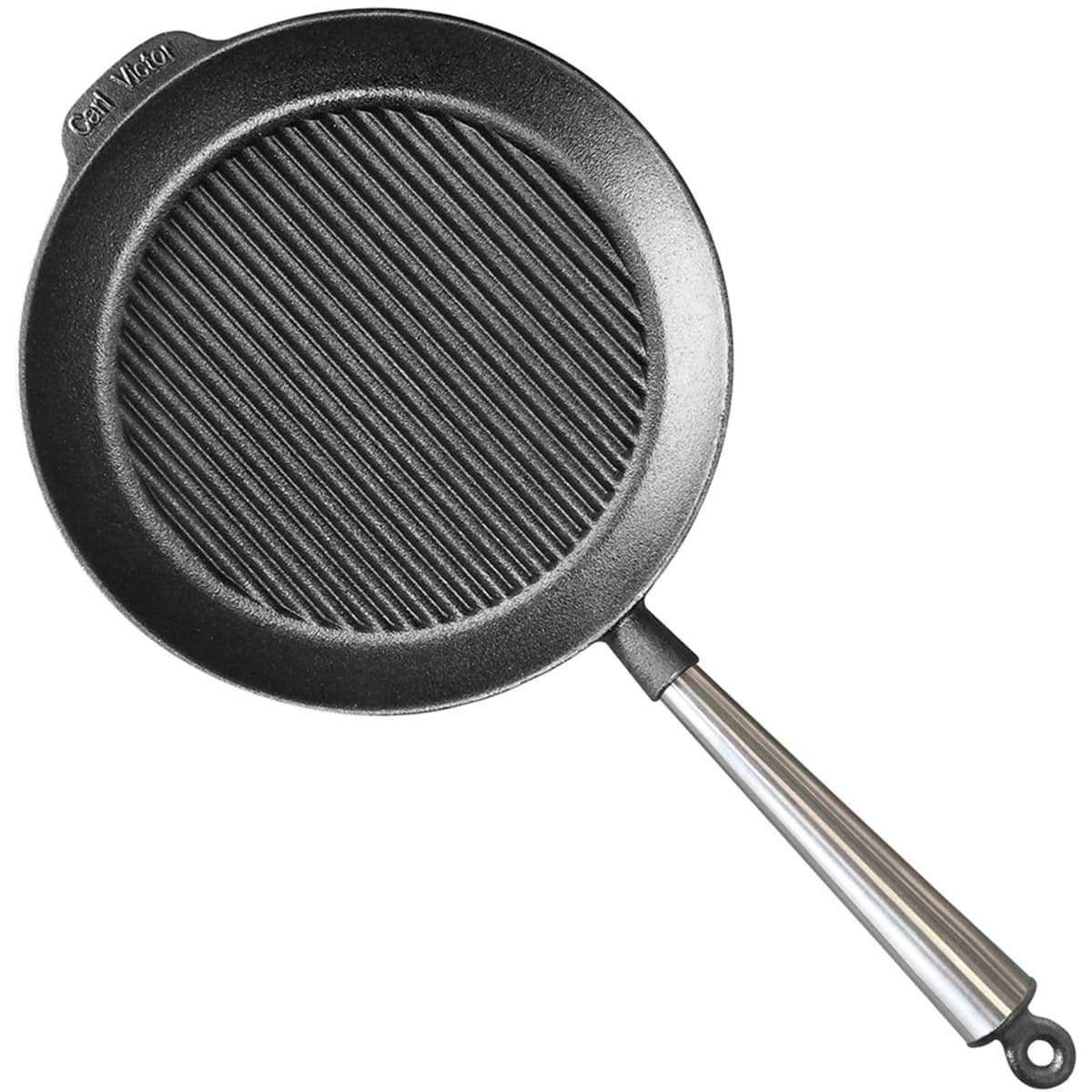 Grillpanna gjutjärn 28 cm, stålhandtag