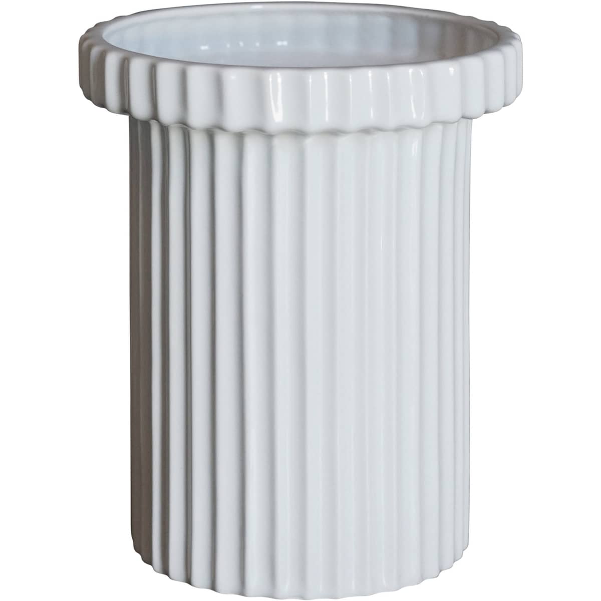 Stripe krukke, small, shiny white