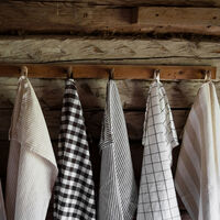 Iso ruudullinen keittiöpyyhe, valkoinen/ruskea