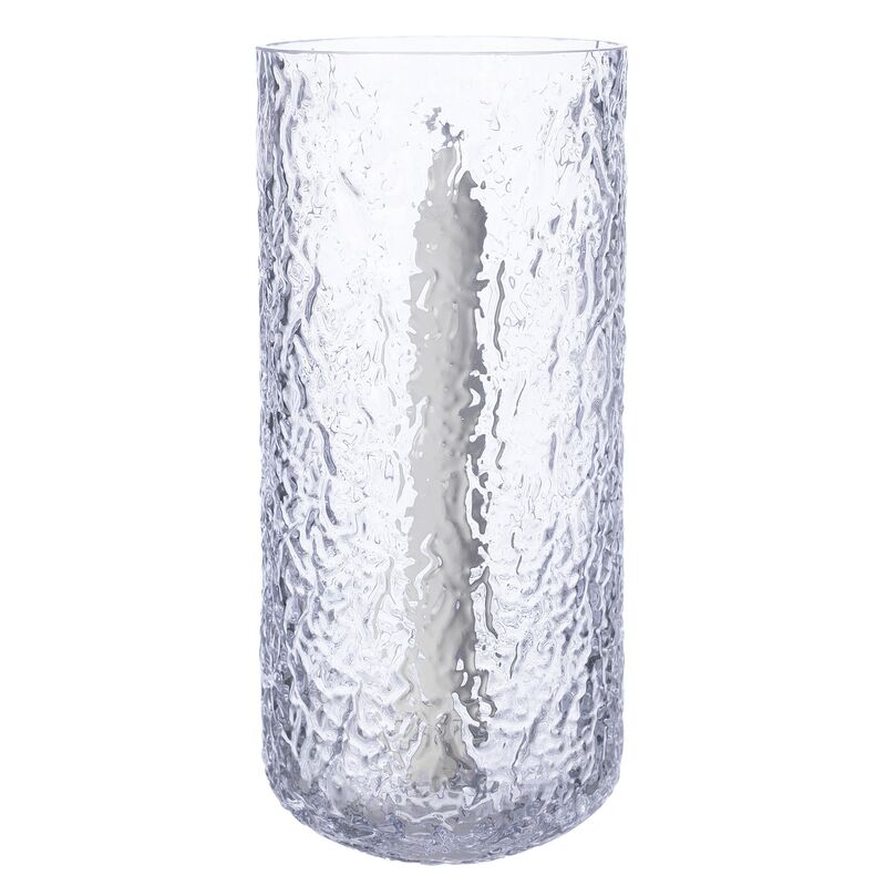 Lysestage 25 cm, mønstret glas