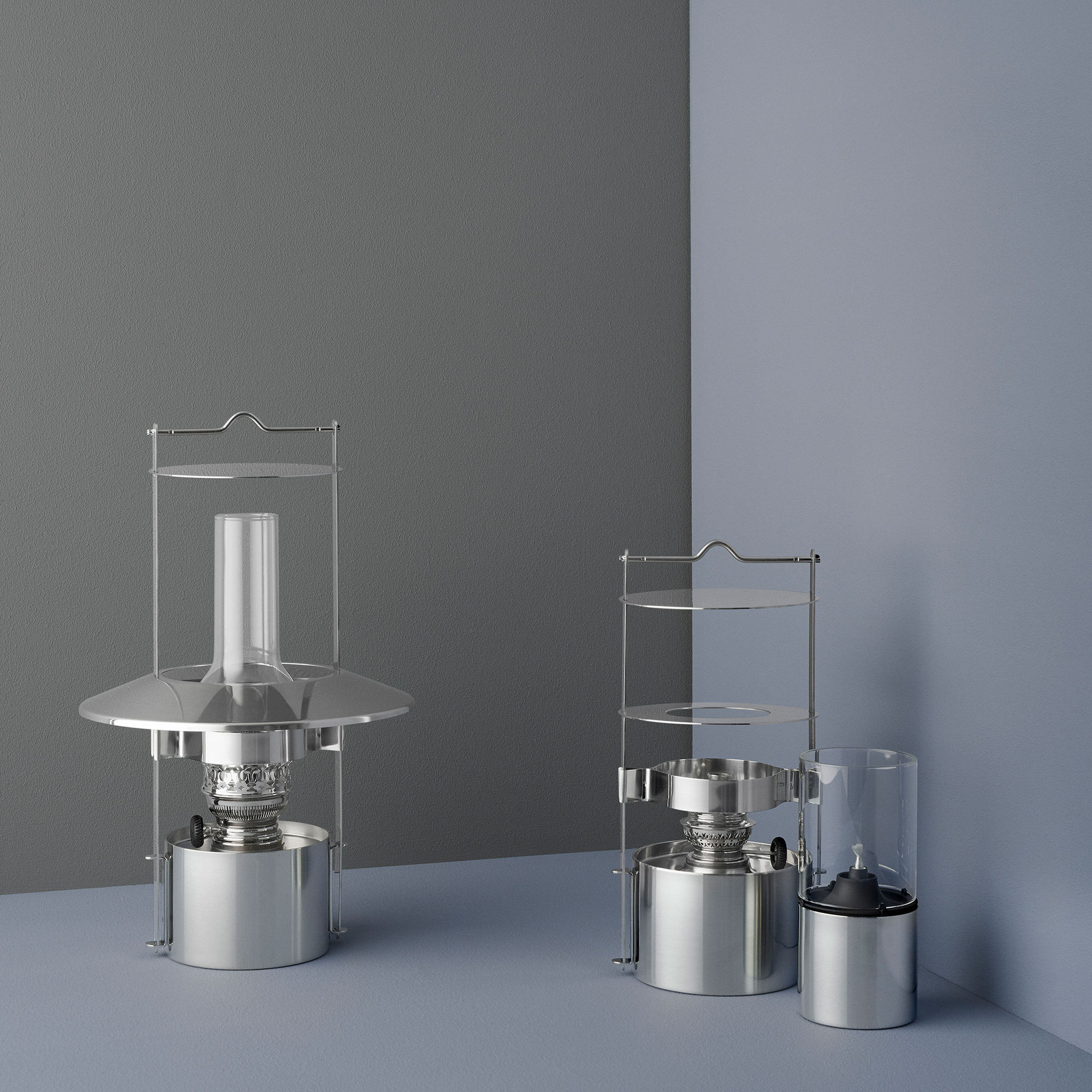 Oljelampa Rostfritt Stål Klart Glas