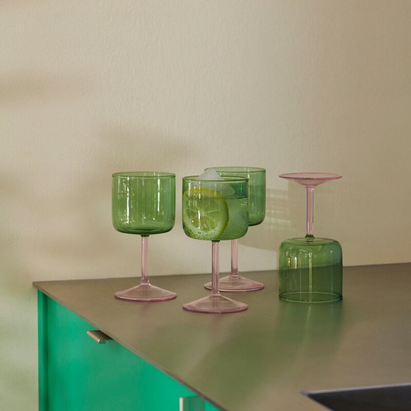 Viinilasit 2 kpl.vihreä/pinkki