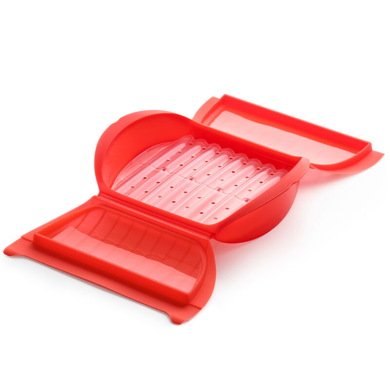 Ångkokare till mikrovågsugn, röd