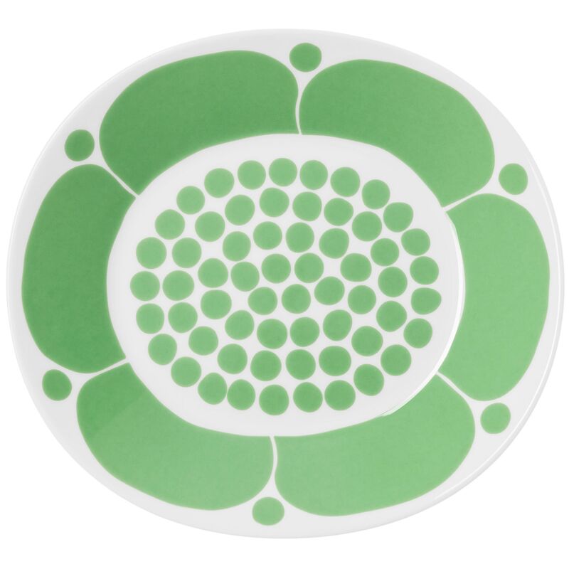 Arabia Sunnuntai Tallerken 25 cm, oval,  grøn