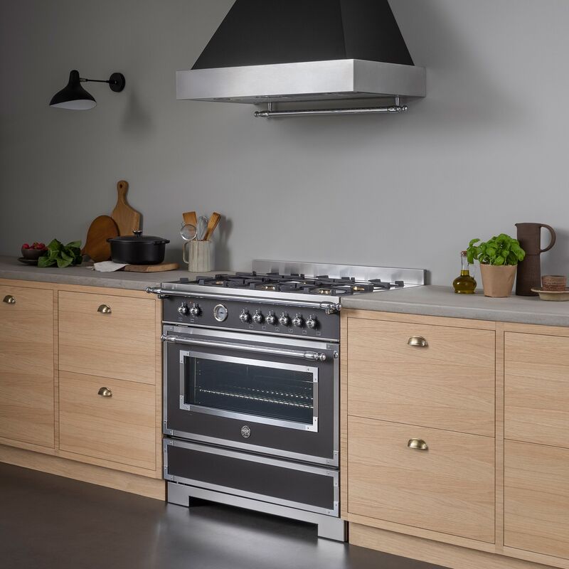 HER96L1ENET Heritage gasspis med singelugn, 90 cm, mattsvart