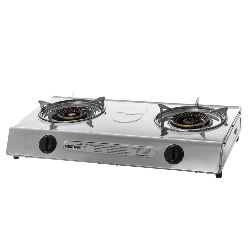 Gasblus med 2 kogeplader, rustfrit stål