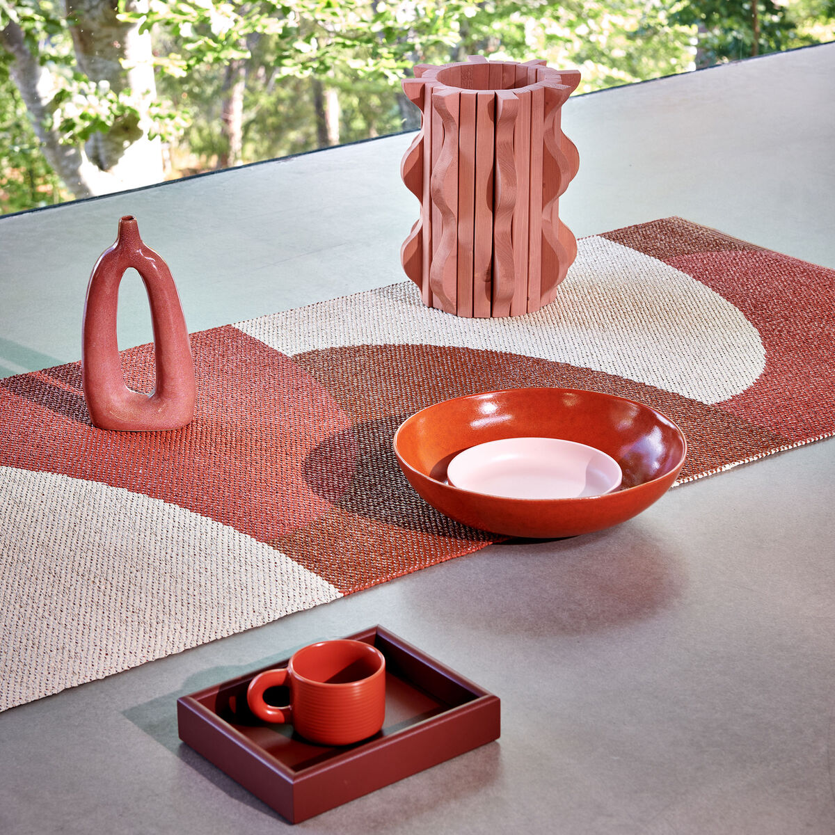 Pappelina Hill matto 70 × 180 cm, brick/rust/cream