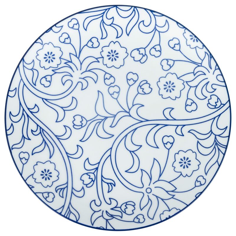 tallrik 20,5 cm 4-pack, blå/vit