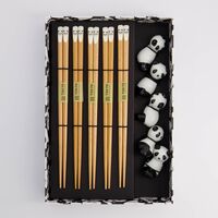 Panda Brown ätpinnar med stöd 5 par