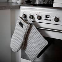 Rutig grytlapp 25 cm, beige/svart