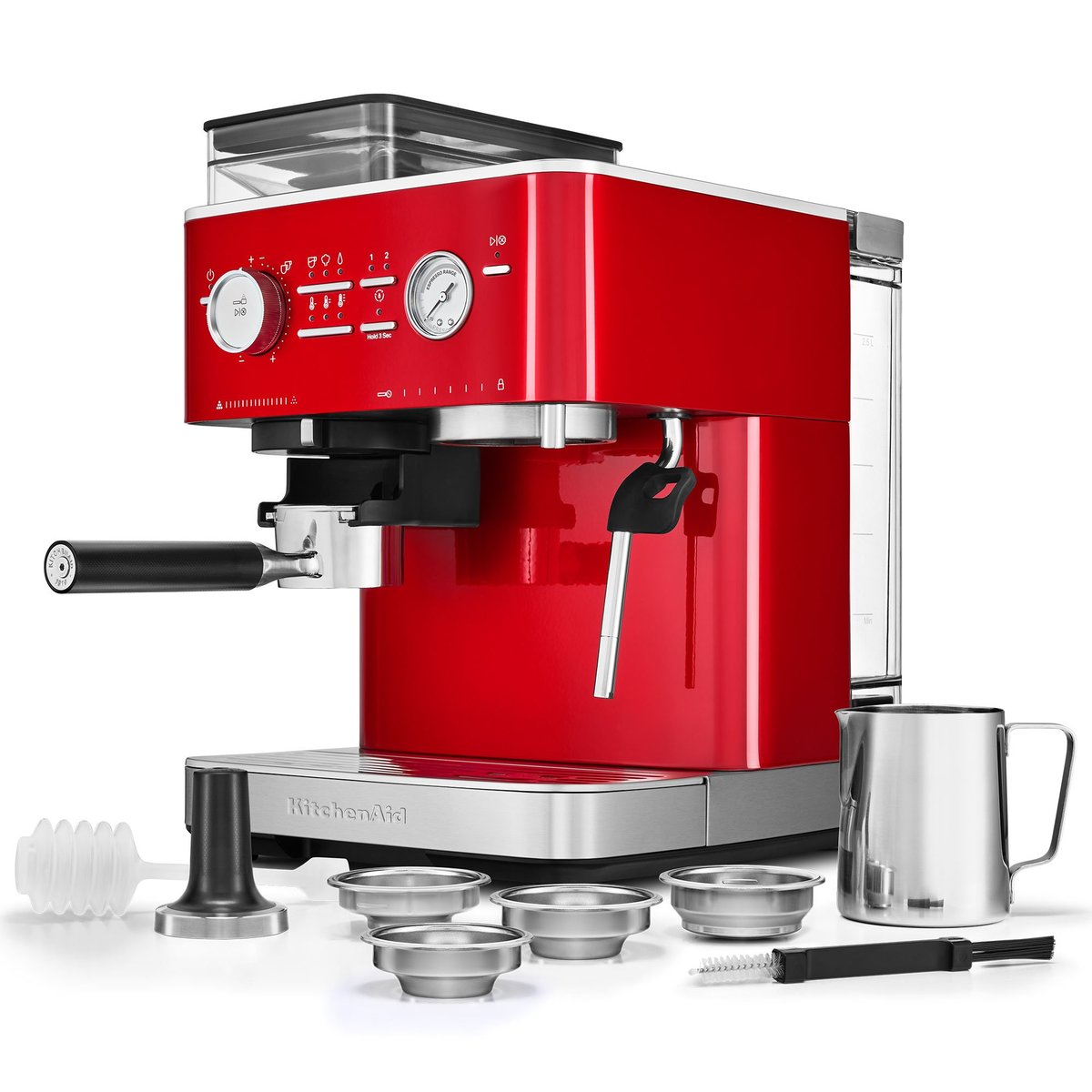 Espressomaskine med kaffekværn, candy apple