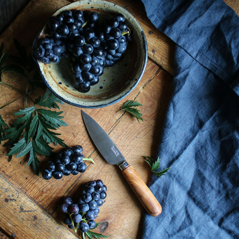 Kjøkkenkniv 9 cm, rustfritt stål/oliventre